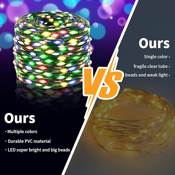 Solar Christmas Lights Outdoor Waterproof, 640 LED 210 Ft Solar Christmas String Lights Multicolor Outdoor Solar Lights,with 19 Mode Xmas Light for Xmas Tree Festival Christmas Decoration