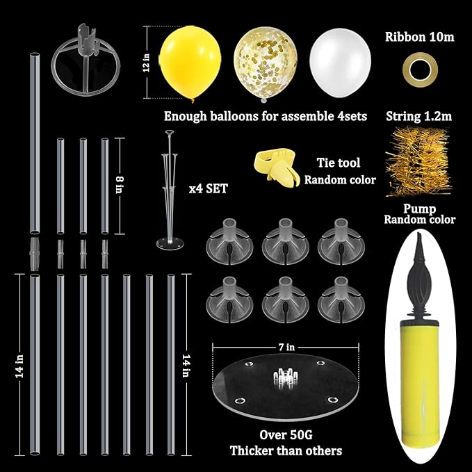 Yellow and White Balloon Stand Centerpiece Table Decorations for Bee Sunflower Daisy Birthday Bridal Shower Engagement Wedding Party Decorations(Yellow white set4)