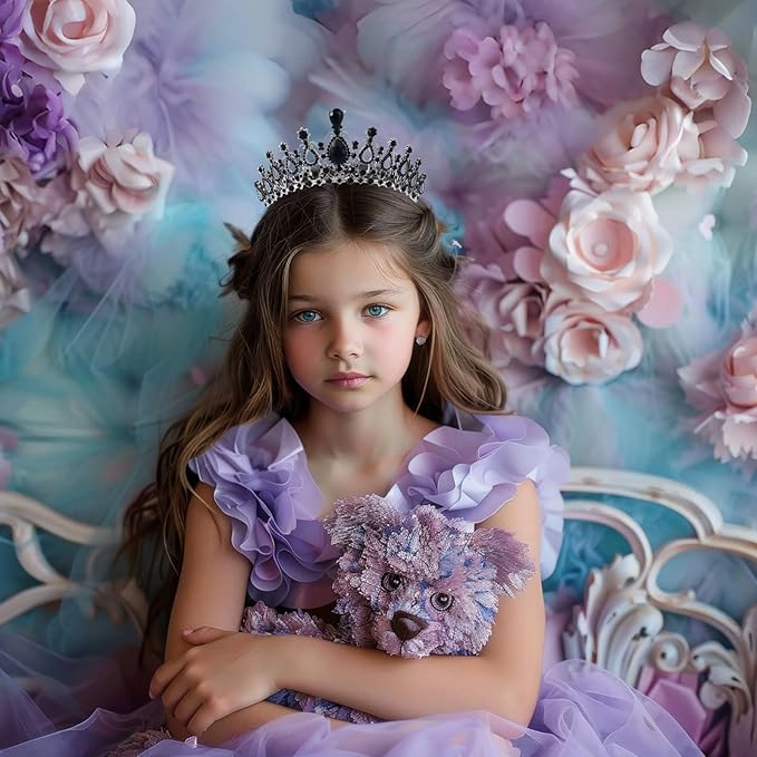 Schmoopy Tiara Crown for Women, Crystal Tiara for Bridal Prom Queen Birthday Birthday Party (B-Black)