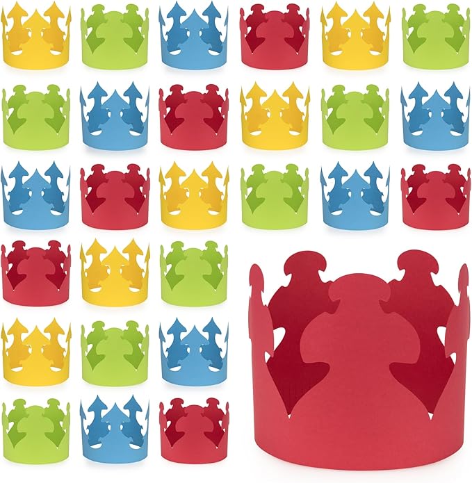 Hygloss Bright Colors Paper Crowns 24 Pack - Paper Crowns for Kids to Decorate - Craft Activity - Blank Crown for Adults - Perfect for Parties, Celebrations - DIY Crown Crafts