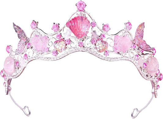 Mermaid Crown Sea Star Headband - Glitter Ocean Princess Headpiece Costume for Birthday Party Headwear Accessories