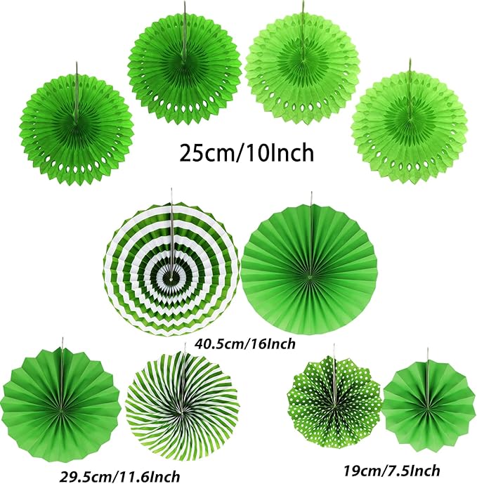 ZERODECO Party Decorations, 41 Pcs Green Papar Fans Pompoms Garlands String Tissue Paper Tassel for Fiesta Home Bridal Baby Shower Wedding Boy Girl Birthday Party