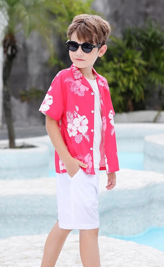 Cromoncent Matching Hawaiian Outfits for Family, Dad and Son Matching Luau Beach Tropical Shirts Mommy Daughter Tropical Sets