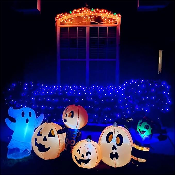 YEGUO 165ft 500 LED Blue Christmas Lights Outdoor Waterproof, Green Wire String Lights Indoor, 8 Modes Twinkle Tree Lights Plug in with Memory Timer for Holiday Festival Xmas