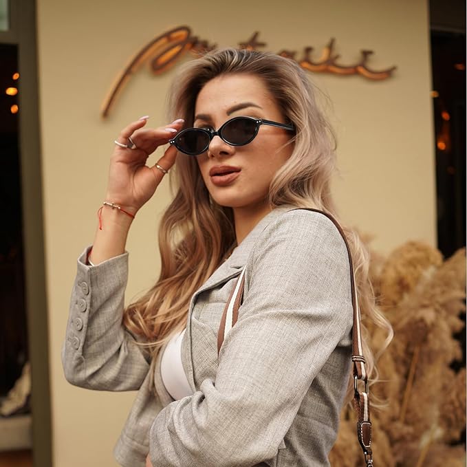 GRFISIA Retro Oval Sunglasses Womens Small Trendy Sun Glasses Sunnies UV400 Protection
