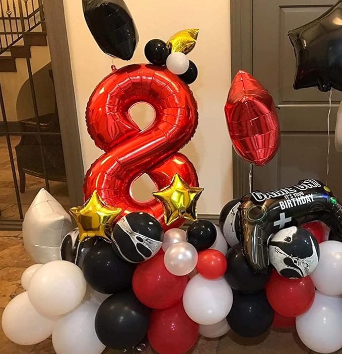 40 Inch Red Number 8 Balloon Large Red Foil Balloon Red 8 Balloons Mylar Helium Balloon for 8th Birthday Party Decorations Girls Boys Baby Shower Wedding Anniversary Decoration