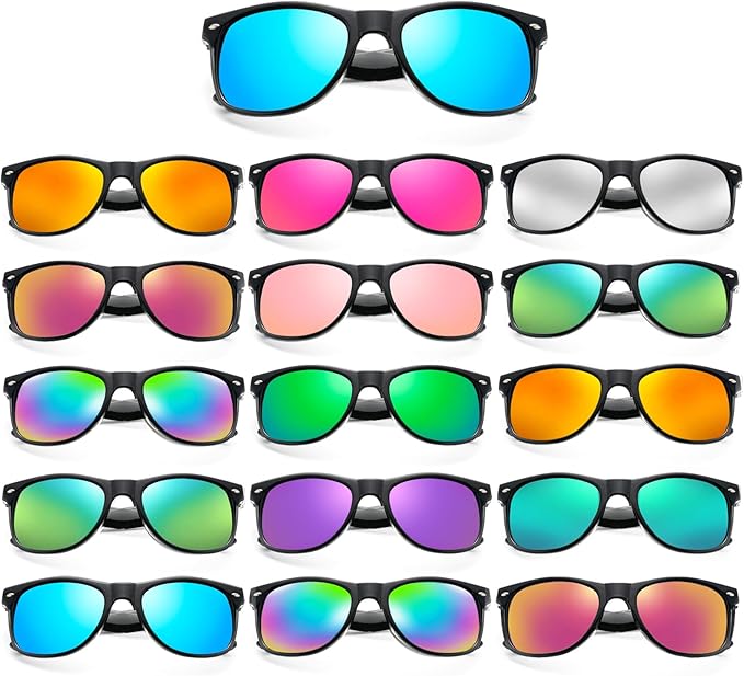 Matcheck 8/16 Pack Neon Colors Sunglasses Wholesale Bulk Party Favors Retro Classic Glasses Birthday Pool Unisex Adult