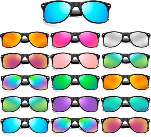 Matcheck 8/16 Pack Neon Colors Sunglasses Wholesale Bulk Party Favors Retro Classic Glasses Birthday Pool Unisex Adult
