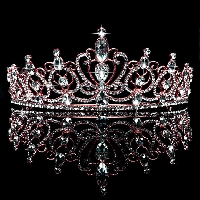 TODDER Rose Gold Tiara for Women Girls Rhinestone Princess Queen Crowns Crystal Headband for Girls Wedding Hair Accessories for Bridal Birthday Party Prom Halloween Cosplay Holidays