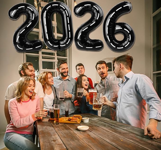 2026 Balloon - Race Car Birthday Number Balloons, 40 Inch Large Foil Balloons for Men Women Boys Girls Race Car Themed Birthday Decorations，Number 2026 Balloon
