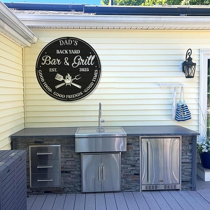 Personalized BBQ Metal Sign – Custom Grill Name Plaque, Outdoor Barbecue Decoration, Vintage Man Cave Wall Art, Backyard Bar, Housewarming Gift for Dad, Grandpa, Husband, Patio Decor