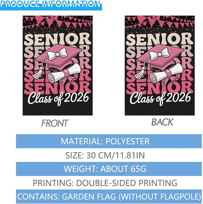 Class Of 2026 Senior 2026 Graduation Flags Decorative Banners For Room Next Day Delivery