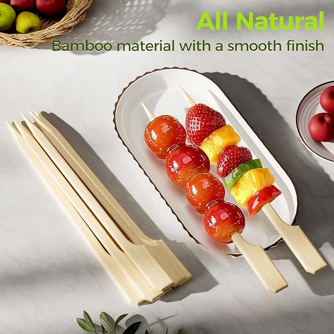 Bamboo Appetizer Skewers 4.7 Inch – 300 Pack Cocktail Picks for Appetizers, Charcuterie Toothpicks, Decorative Party Picks, Bamboo Cocktail Sticks for Drinks and Food