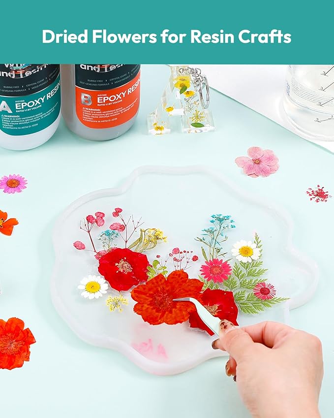 Dried Flowers, Resiners Pressed Flowers for Craft Real Natural Dried Flowers Kit for Scrapbook Supplies DIY Making Crafts Jewelry Resin Soap Candle Card Making (Cherry 174pcs)