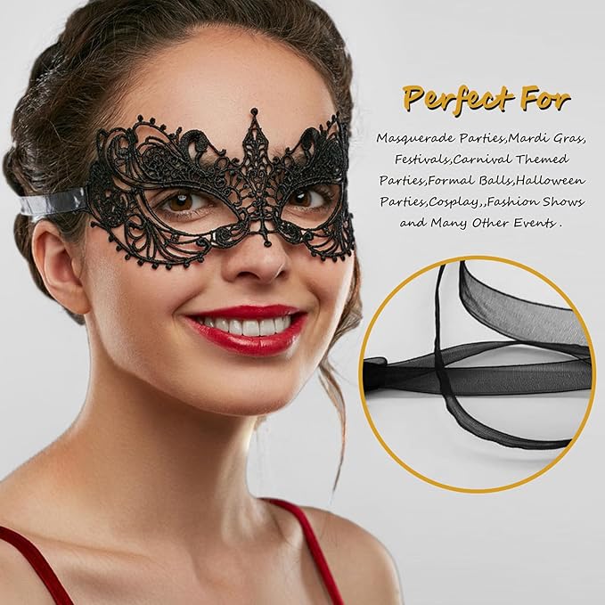 Masquerade Mask for Women Lace Masks for Venetian Party Costume Halloween Carnival