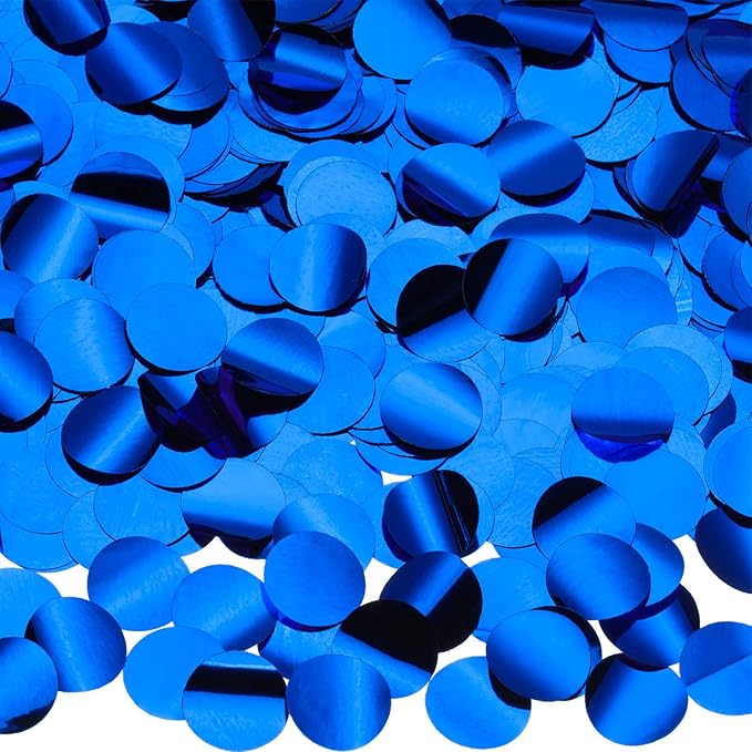 TecUnite Round Tissue Paper Table Confetti Dots for Wedding Birthday Party Decoration, 1.76 oz(Sapphire Blue Foil Confetti,1.5 cm)
