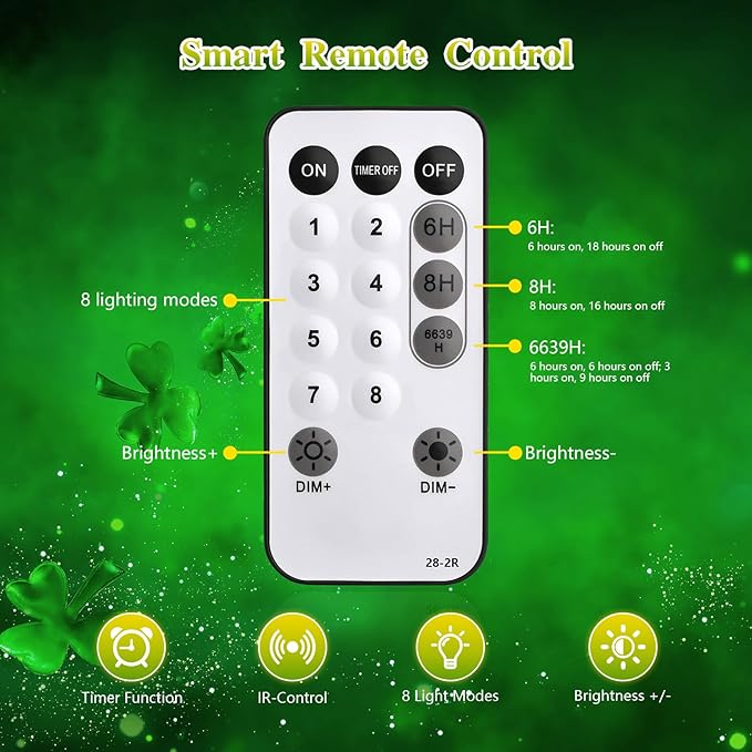 MEHOFOND 105ft 300 LED String Lights - Green LED, 8 Modes, Waterproof, Plug-in, Indoor/Outdoor, Christmas & Halloween Decorations