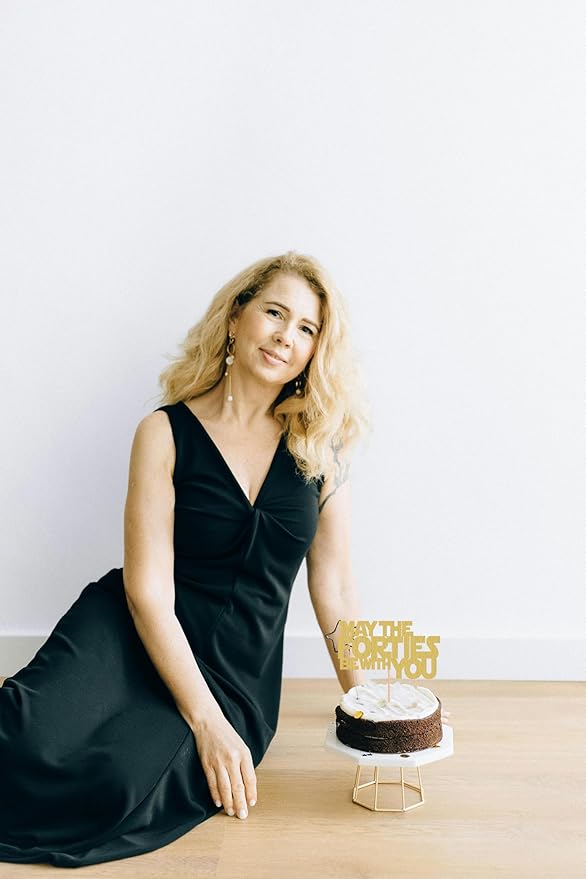 May The Forties Be With You Cake Topper - Glitter Gold 40th Birthday Cake Decorations, 40th Wedding Anniversary Cake Pick (Gold)