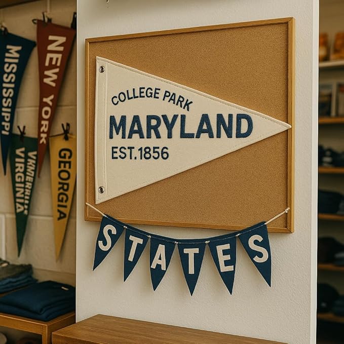 Custom Hand Embroidered Pennant Banner for University, Personalized State City Year Hand-Stitched Canvas Flag for College Dorm Wall Decor, Graduation Gifts Alumni Souvenir, Sports Spirit Banner Flag