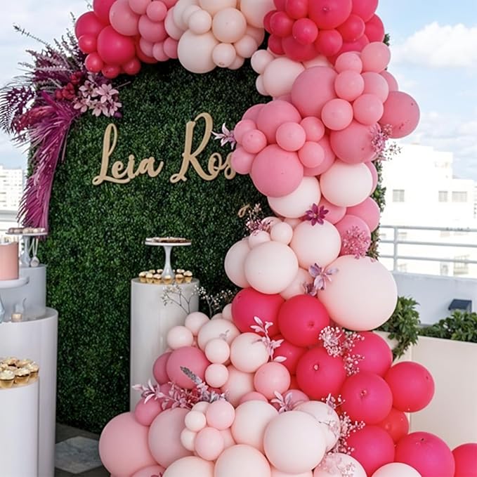 Hot Pink Balloons, 50pcs Pink Girl Balloons, Pearl Macaron Pink Balloon, Hot Pink Confetti Balloon for Girls Woman Princess Birthday Party Baby Shower Gender Reveal Wedding Bridal Shower Decor