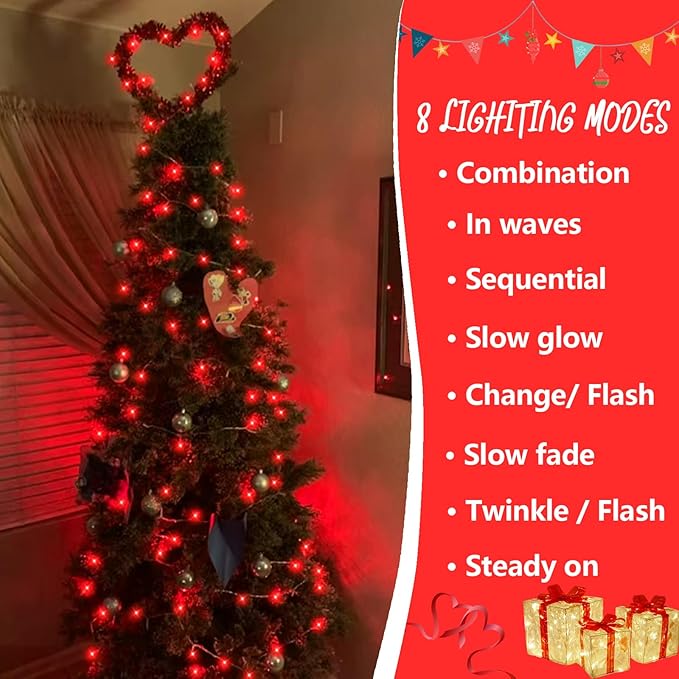 YEGUO 165ft 500 LED Christmas Lights Outdoor Waterproof, Red String Lights Indoor Plug in, 8 Modes Clear Wire for Christmas Holiday Home Tree Garden Patio Decor