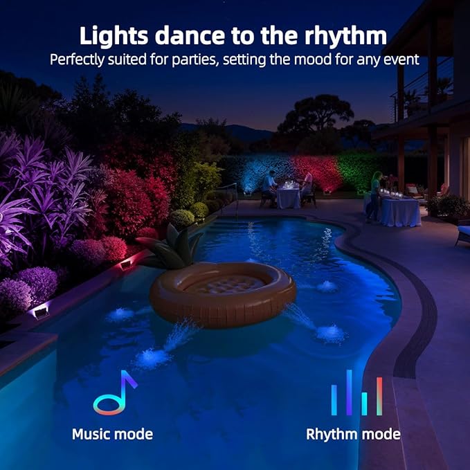 ILC LED Flood Light 30W Outdoor RGB Color Changing, Smart Floodlights RGBW 2700K Warm White & 16 Million Colors, 20 Modes, Grouping, Timing, IP66 Waterproof (2 Pack)