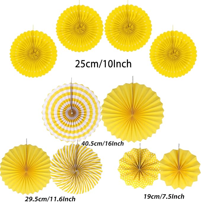 ZERODECO Party Decorations, 41 Pcs Yellow Papar Fans Pompoms Garlands String Tissue Paper Tassel for Graduation Congrats Grad New Years Spring Festival Wedding Birthday Party