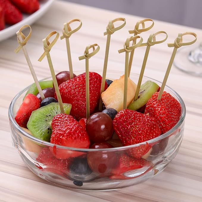 400 PCS Cocktail Picks, 4.7 Inch Toothpicks for Appetizers, Natural Bamboo Knot Skewers, Mini Food Sticks, Fancy Tooth Picks for Drinks,Fruit,Charcuterie,Cocktail Garnish Accessories, Party Supplies