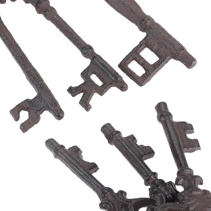 Hananona Vintage Cast Iron Skeleton Key Ring Antique Pirate Treasure Chest Keys Set For Home Decor, Halloween Costume Prop