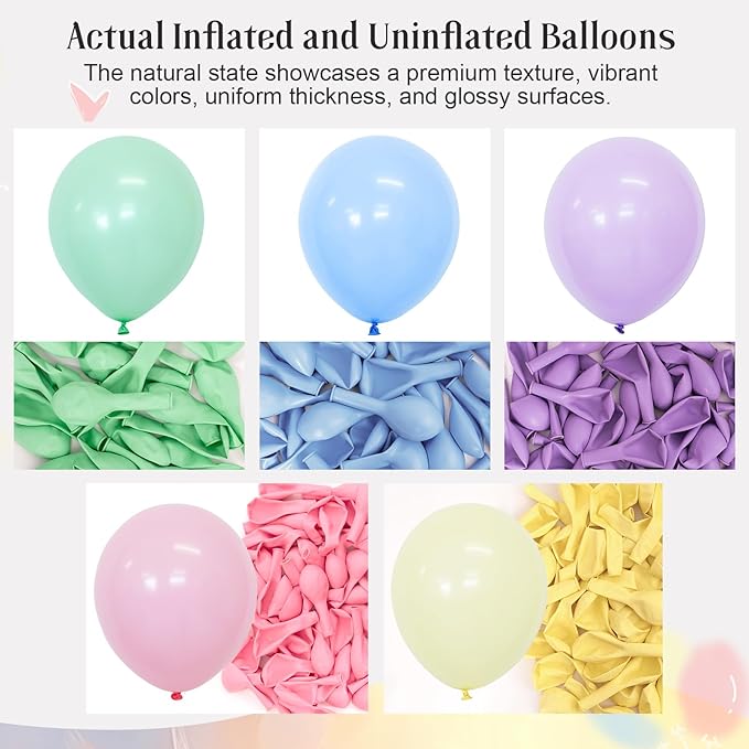Pastel Balloons, 60 Pack 12 inch Latex Party Balloons Helium Multicolor Macaron Balloons for Pastel Rainbow Birthday Party Decorations Bridal Shower Wedding Decoration