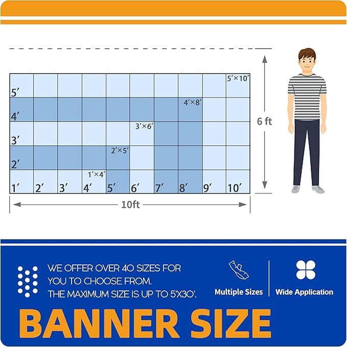 Custom Vinyl Banners And Signs Customize for Business Event Outdoor, Personalized Banner Customize Full Color Photos Text, Customized banner Decoration for Birthday Party Graduation Wedding 4'x25'