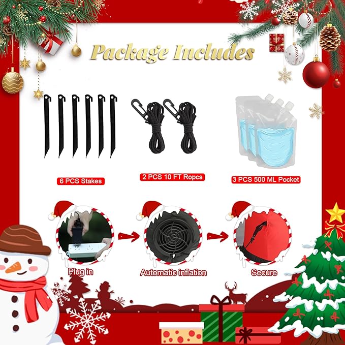 8FT Christmas Inflatables Outdoor Decorations, Sitting Santa Claus with Gift Candy and Reindeer, Blow Up Holiday Yard Decor with Built-in LED Lights for Xmas Garden, Lawn, and Party