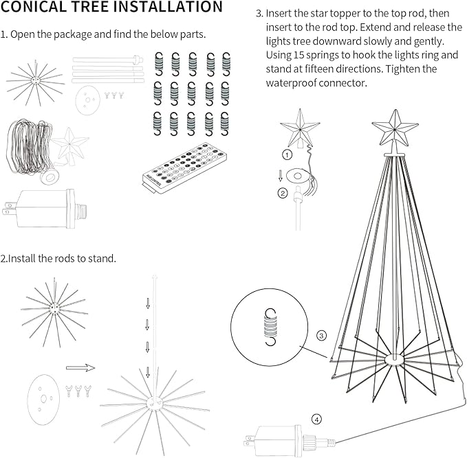 6FT Outdoor Christmas Tree, RGB Color Changing Pre-lit Smart Cone Christmas Tree with LED Lights, App&Remote Control, DIY Multi-Color Lightshow, Music Sync, Christmas New Year Decoration