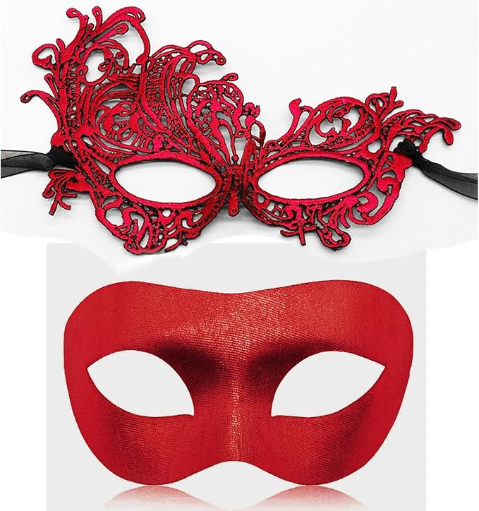 Couple Masquerade Mask for Women Men Shiny Venetian Mask Halloween Mask for Party Prom Ball Costume Lace Masks