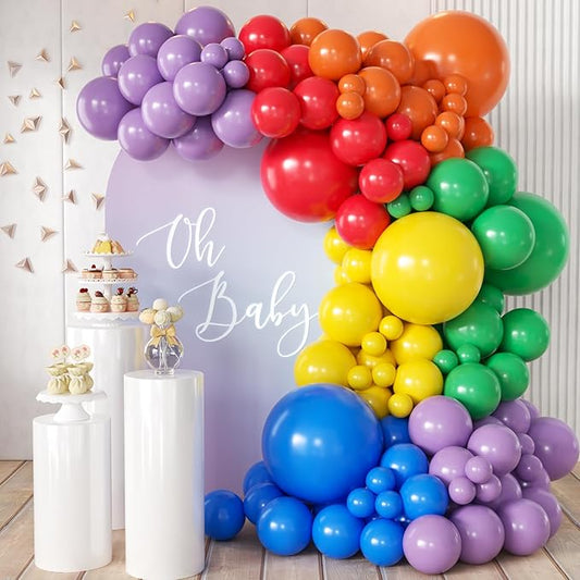 Rainbow Balloon Arch Kit, 155Pcs 18 12 5 inch Colorful Latex Balloons Garland for Birthday Baby Shower Wedding Engagement Anniversary Party Decorations