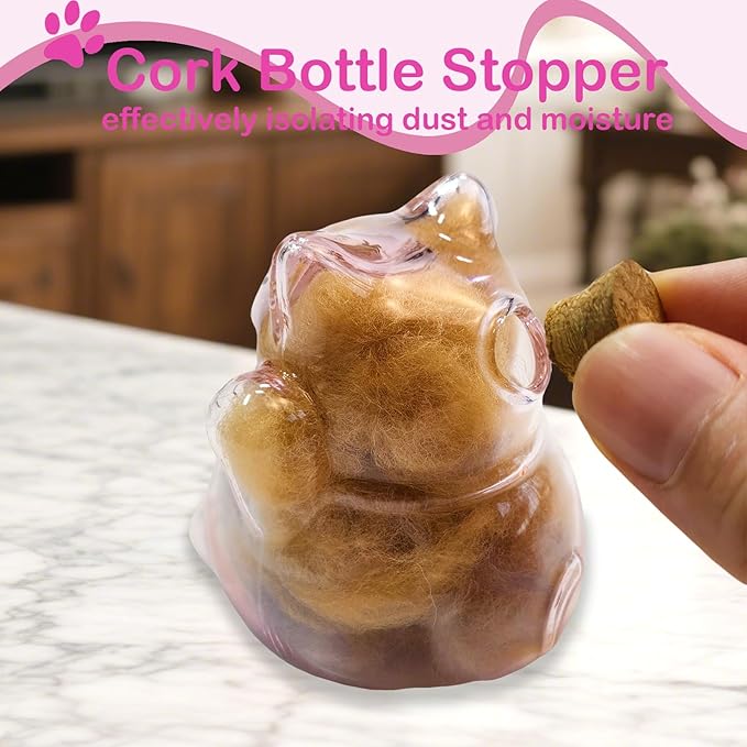 【NEW】Memorial Bottle for Pet Hair with Base, Pink Cat Pet Fur Keepsake, Pet Hair Memorial Keepsake, Pet Memorial Gifts for Cats, Cat Keepsake Fur Holder Cat Whisker Jar Memory Sympathy Gift - Pink