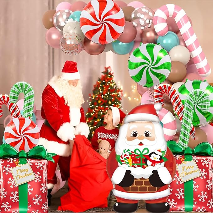 Christmas Balloons Decorations, Santa Balloon, Candy Cane Balloons For Candy Cane Christmas Decorations