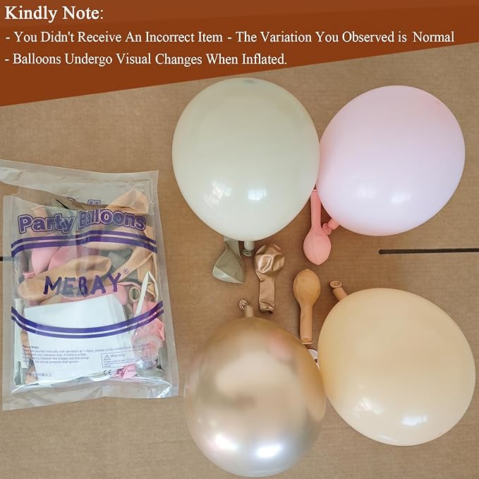 Boho Nude Neutral Balloon Arch Kit, 166Pcs Pastel Brown Maca Light Orange Nude Champagne Gold Metallic Balloons Garland for Baby Shower Gender Reveal Birthday Party Decoration