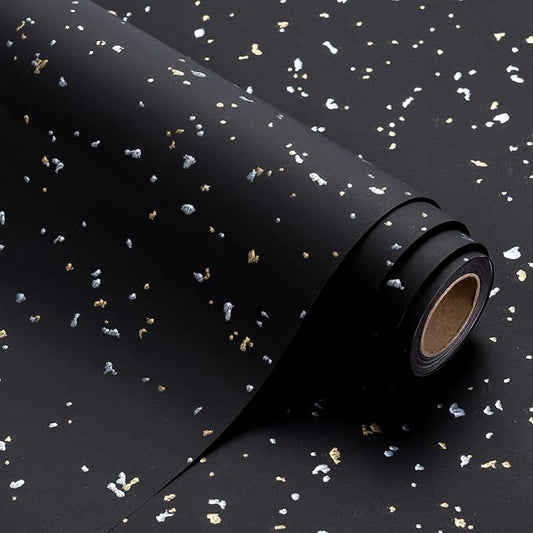 WRAPAHOLIC 30 Inch Jumbo Black Wrapping Paper Roll - 30 Inch x 16.5 Feet - Black Gold Design with Silky Touch Perfect for Birthday, Holiday, Wedding, Baby Shower