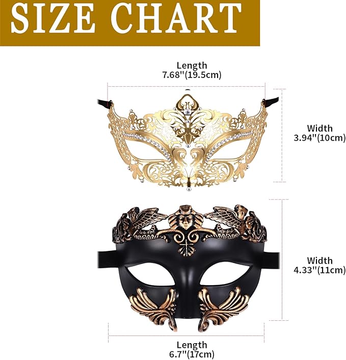 OIDEA Masquerade Mask for Couple - Roman Greek Venetian Mask Halloween Prom Party Costume Ball Mardi Gras Mask for Women Men