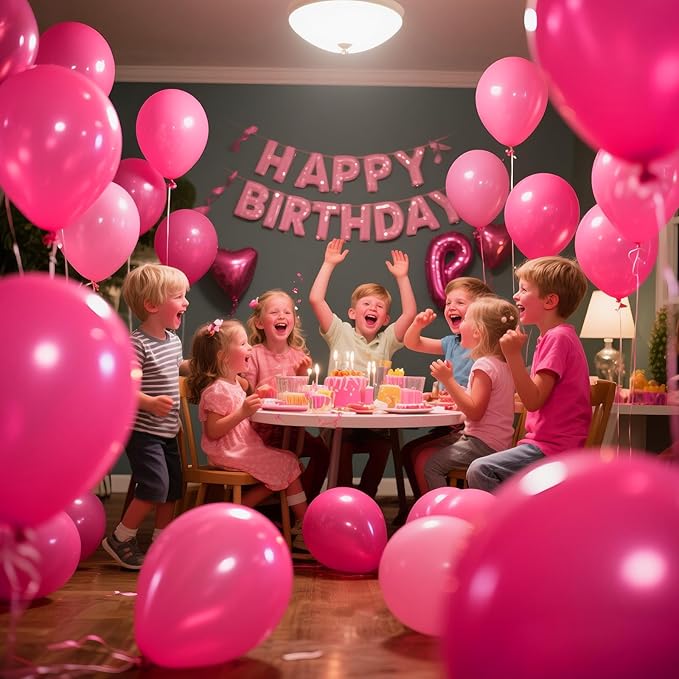 KAWKALSH Hot Pink Balloon 12 Inch, 110pcs Latex Party Balloons Helium Bright Color for Birthday Baby Shower Wedding Party Supplies Arch Garland Decoration