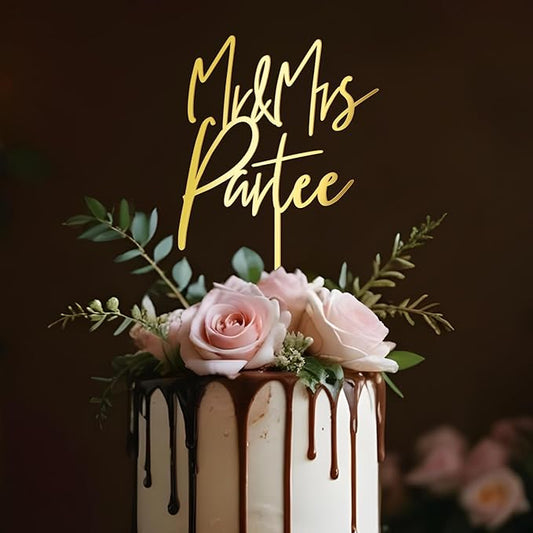 Mr & Mrs Wedding Cake Topper Custom Bride Groom Last Name Personalized Cake Decoration Anniversary Engagement Cake Topper in Acrylic D1 (Stadella)