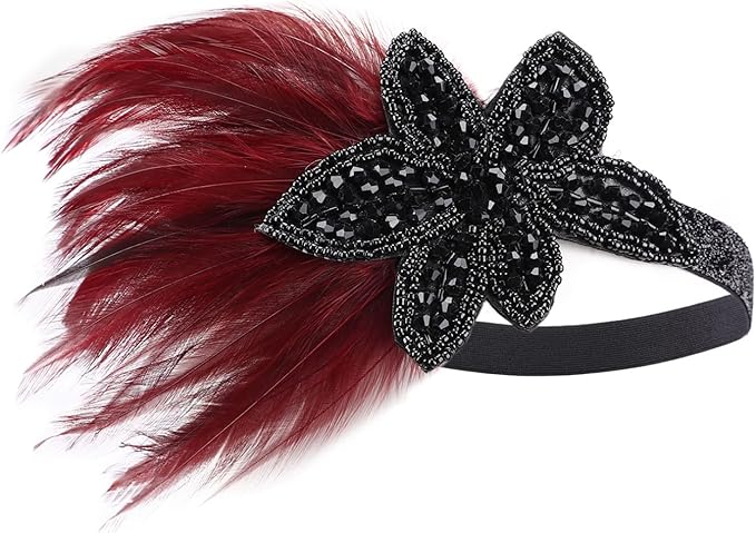 DRESHOW 1920s Great Gatsby Accessories for Women Flapper Headpiece Headband Gloves Costume Harlem Nights Accessories Set