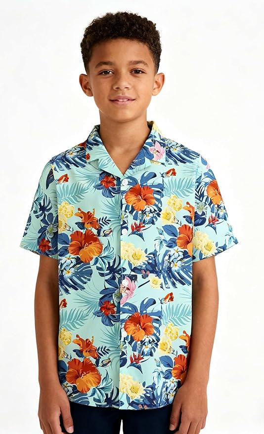 Cromoncent Matching Hawaiian Outfits for Family, Dad and Son Matching Luau Beach Tropical Shirts Mommy Daughter Tropical Sets