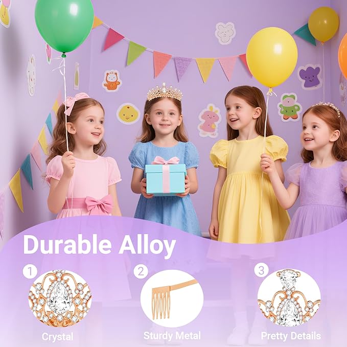 Tiara Crown for Women, Queen Tiara for Birthday Prom Bridal Party Custome Rose