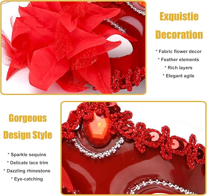 Masquerade Mask for Women Venetian Halloween Carnival Masks for Party Prom Ball