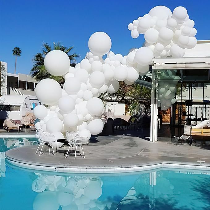 PartyWoo White Balloons 50 pcs 12 Inch Latex Helium White Cream Balloons for Wedding Baby Shower Birthday Bridal Shower Graduation Engagement Princess Anniversary Party Decorations White-Y13