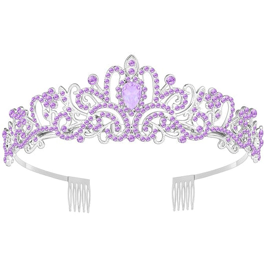 Tiara Crown for Women, Queen Tiara for Birthday Prom Bridal Party Custome Purple