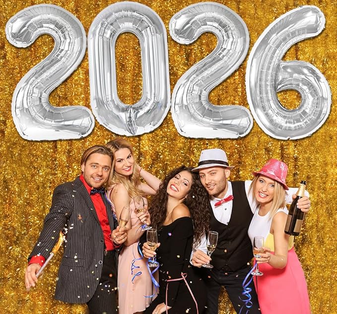 2026 balloons, Silver 40 Inch 2026 Party Decorations New Year Nye Decorfor New Years Eve Party Supplies 2026, New Years Eve Party Balloons