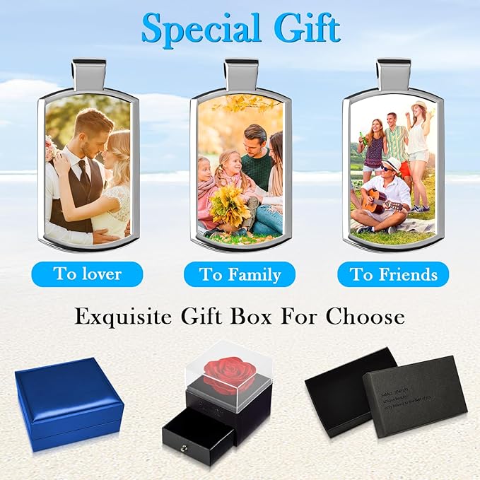 Double Side Custom Keychain with Picture Personalized Engraving Photo Text Customized Gifts for Men Women